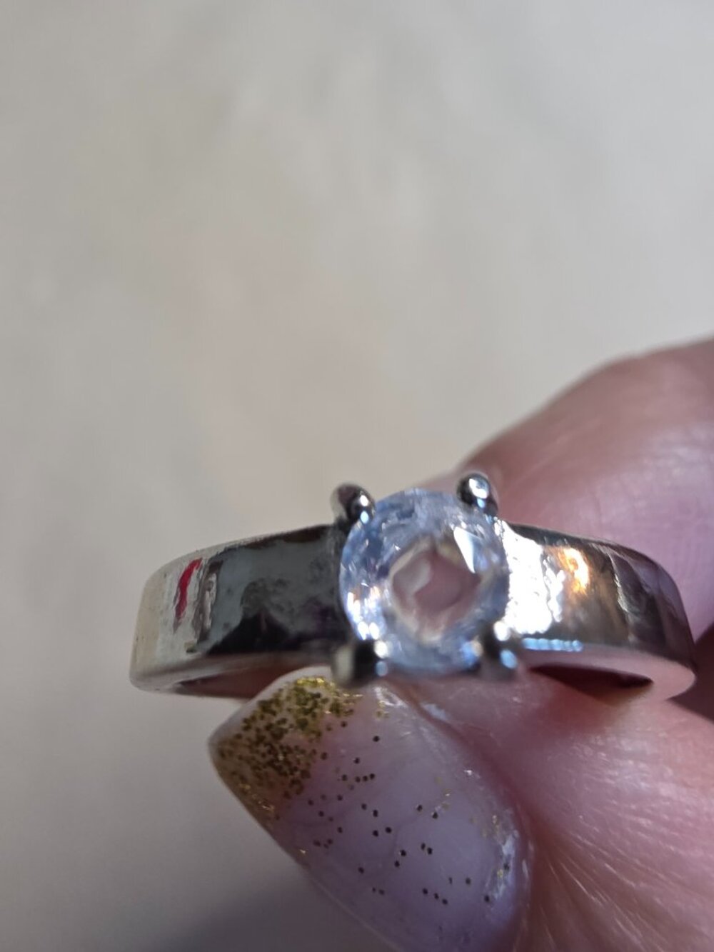Silver Tone Adjustable Solitaire Ring Clear Stone NEW